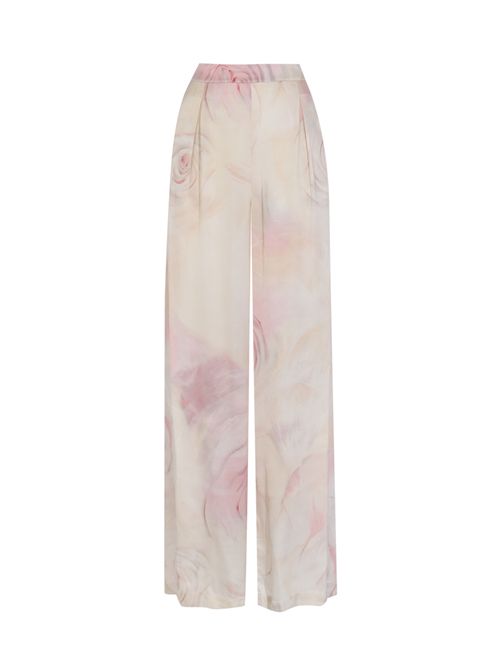 Pantaloni ampi in raso con stampa rose BLUGIRL | RA6102 T530AP9400